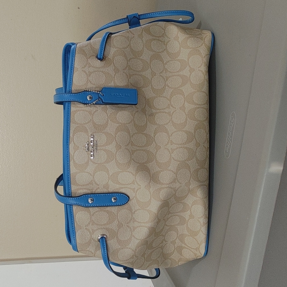 Coach drawstring carryall in signature canvas and blue